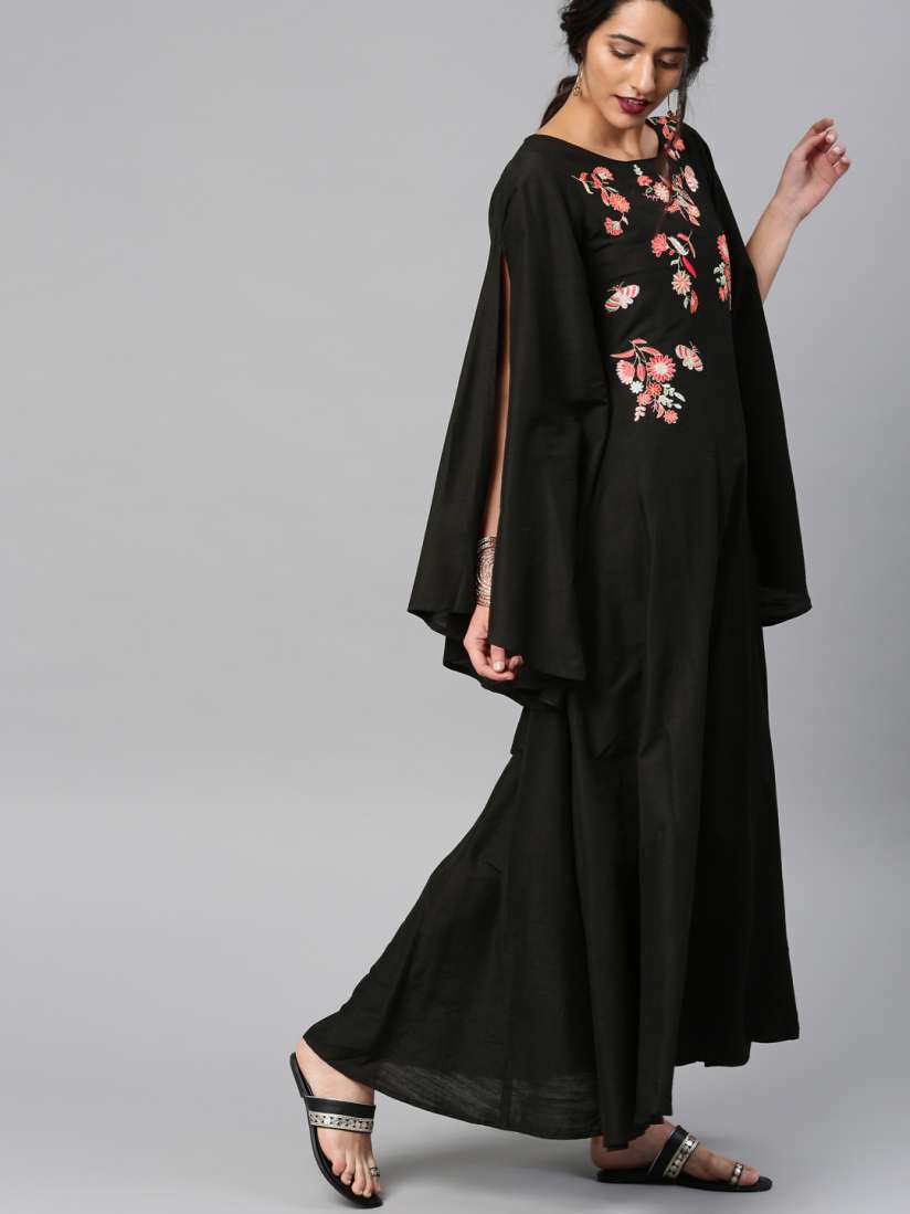 Vishudh black printed maxi dress cheap
