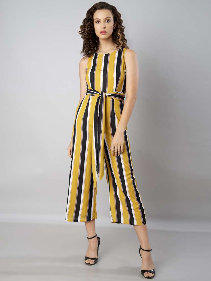 Yellow and black striped jumpsuit deals