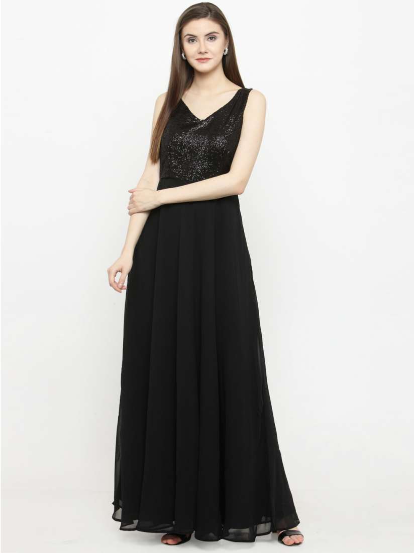 Buy Just Wow Women Black Embellished Maxi Dress Dresses for Women 7575884 Myntra
