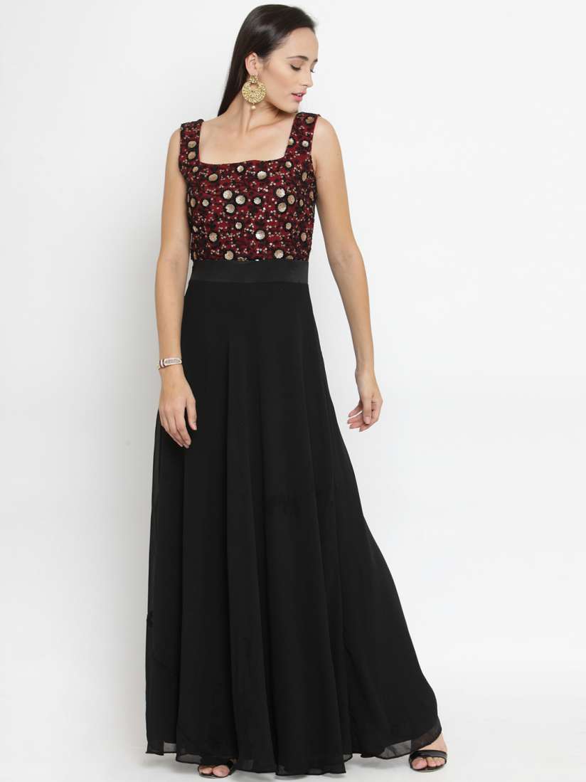 Buy Just Wow Women Black Embellished Maxi Dress Dresses for Women 7575911 Myntra