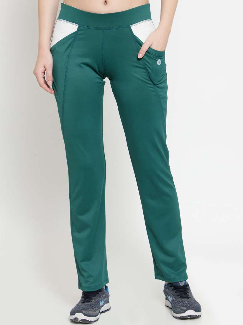 Buy BUKKUM Women Green Solid Straight Fit Track Pant Track Pants for Women 7578612 Myntra