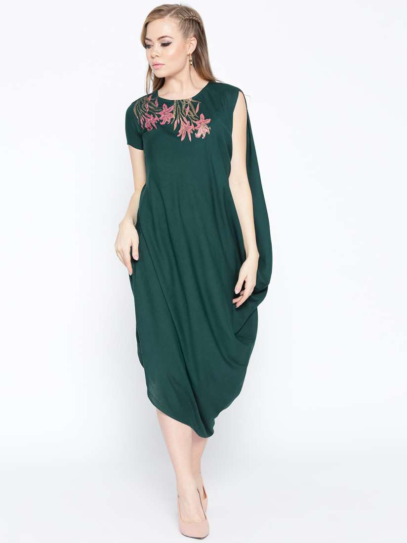 Buy MABISH by Sonal Jain Women Green Solid A Line Dress Dresses for Women 7585449 Myntra