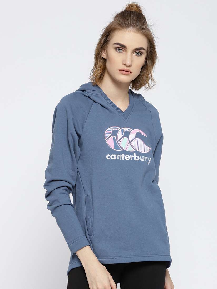 Buy Canterbury Women Blue Printed Hooded Sweatshirt - Sweatshirts for Women  7586794 | Myntra