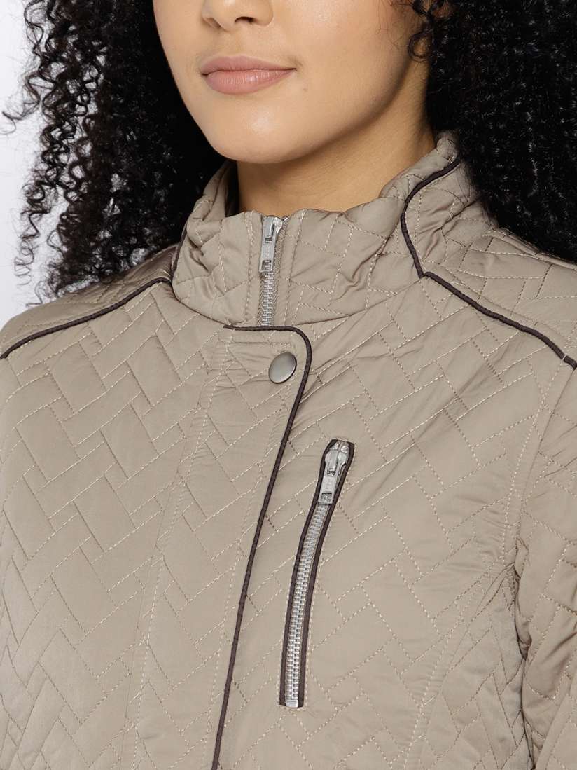 Buy Trufit Women Beige Solid Quilted Jacket Jackets for Women 7586814 Myntra