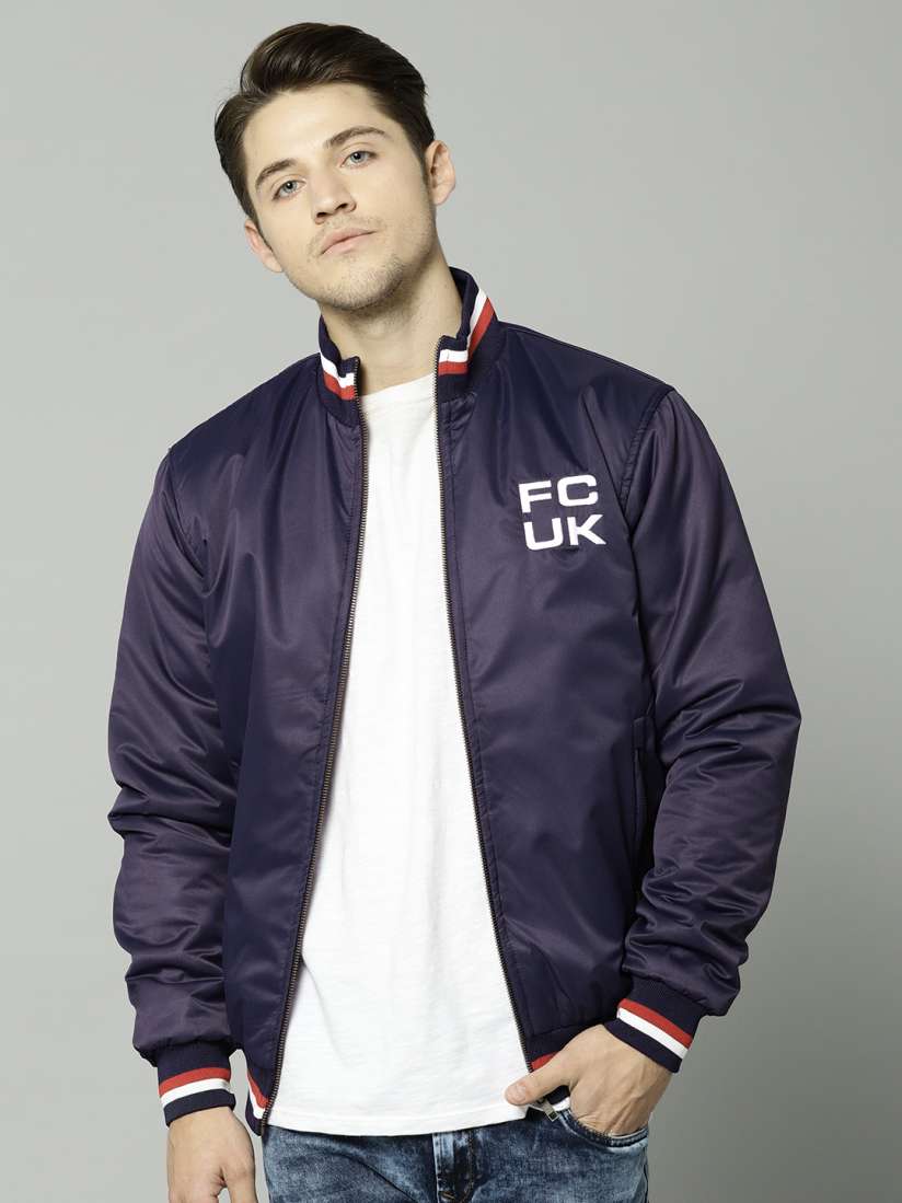 Buy French Connection Men Navy Blue Solid Bomber Jackets for Men 7593415 Myntra