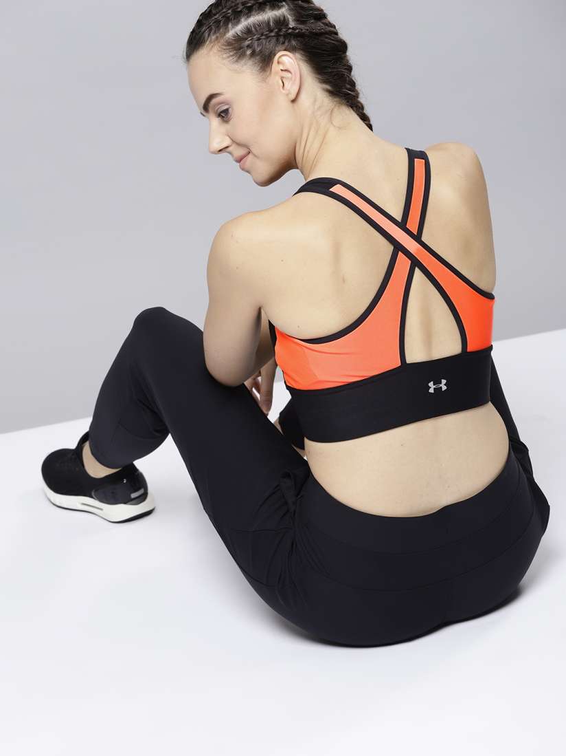 Buy UNDER ARMOUR Black Orange Crossback Clutch Sports Bra 1303477 Bra for Women 7605511 Myntra