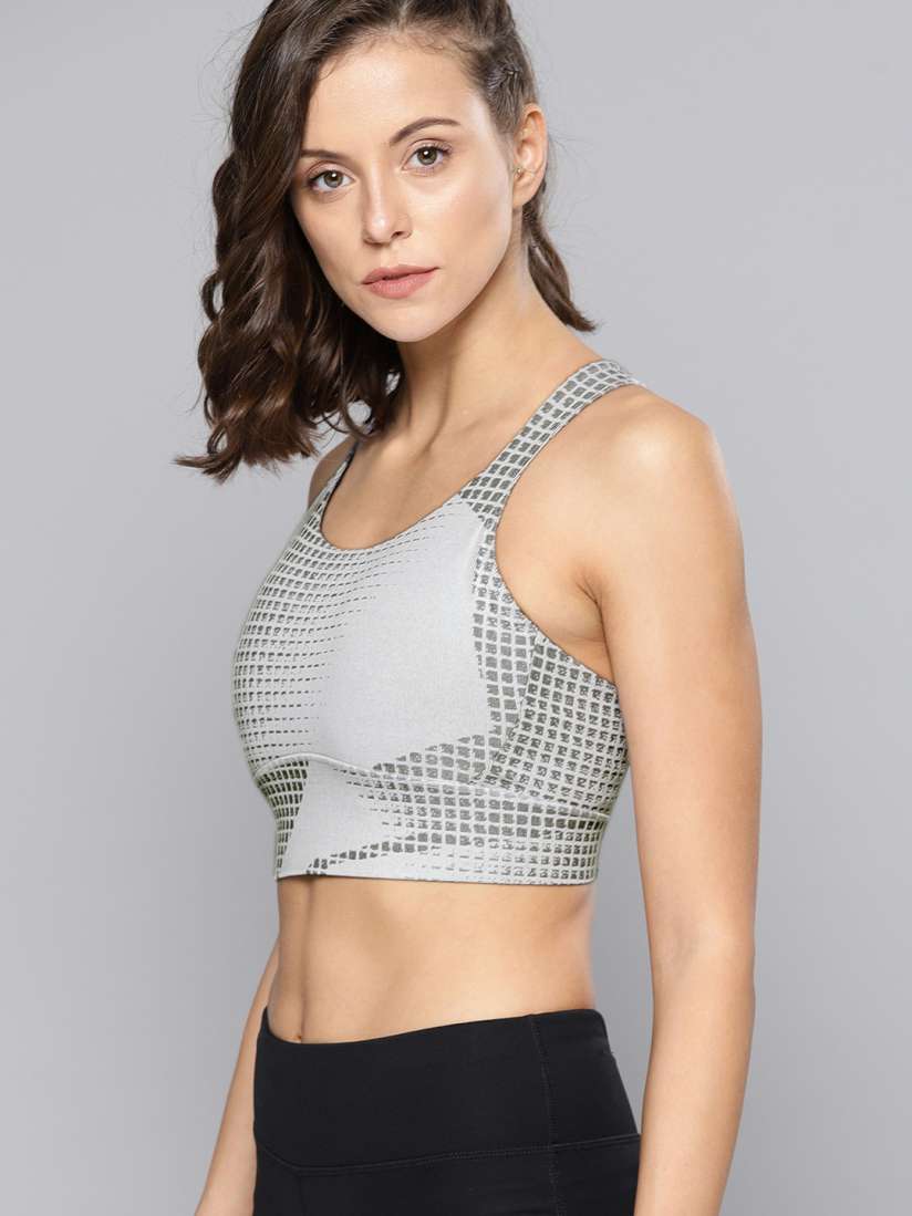 Buy UNDER ARMOUR Off white Black Breathelux Mid Jacquard Sports Bra 1322141 Bra for Women 7605517 Myntra