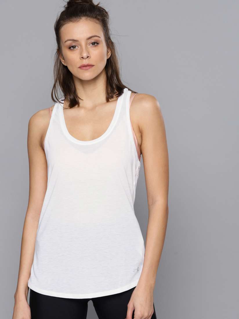 Buy UNDER ARMOUR Women White Solid Threadborne Run Mesh Tank Top 1294520 Tops for Women 7605766 Myntra