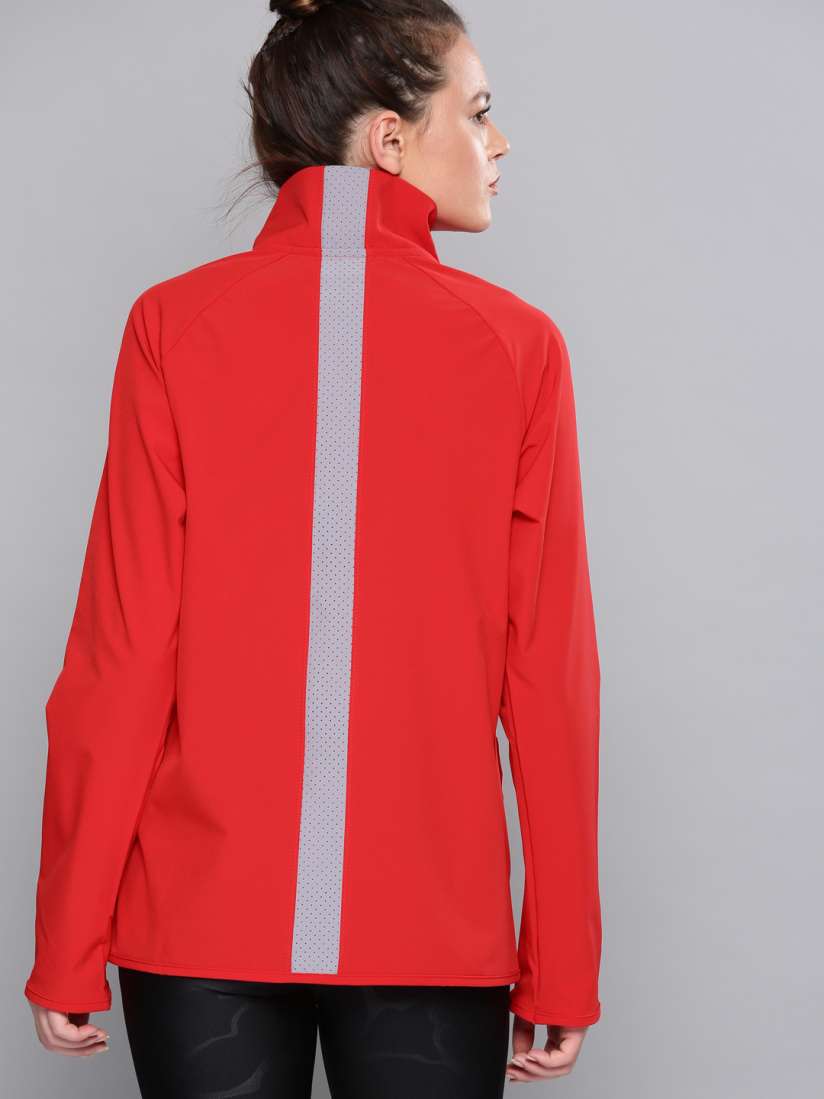 Buy UNDER ARMOUR Women Red Solid Loose Fit Squad Woven Water Resistant Sporty Jacket Jackets for Women 7610445 Myntra