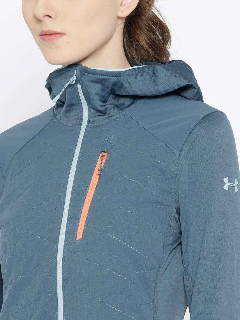 Buy UNDER ARMOUR Women Blue CGR Exert Solid Hooded Hiking Jacket Jackets for Women 7610502 Myntra