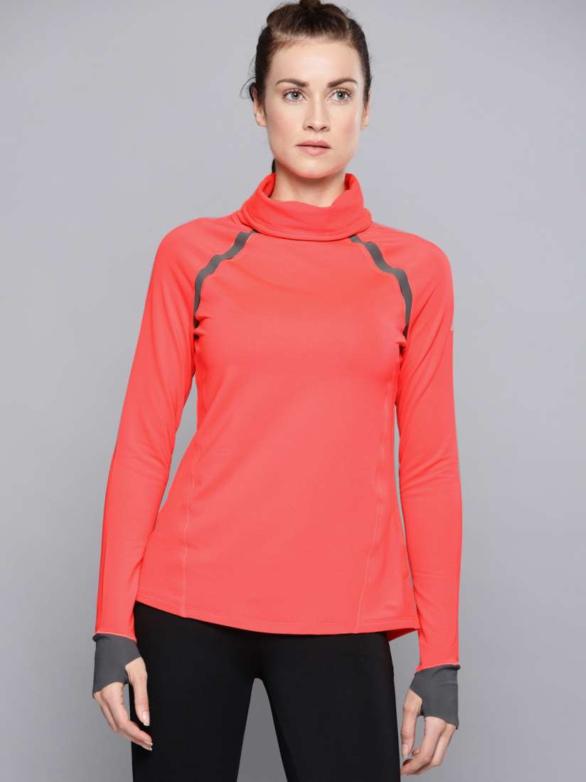 Buy UNDER ARMOUR Women Fluorescent Pink Solid ColdGear Reactor Funnel Neck Running T shirt Tshirts for Women 7610546 Myntra