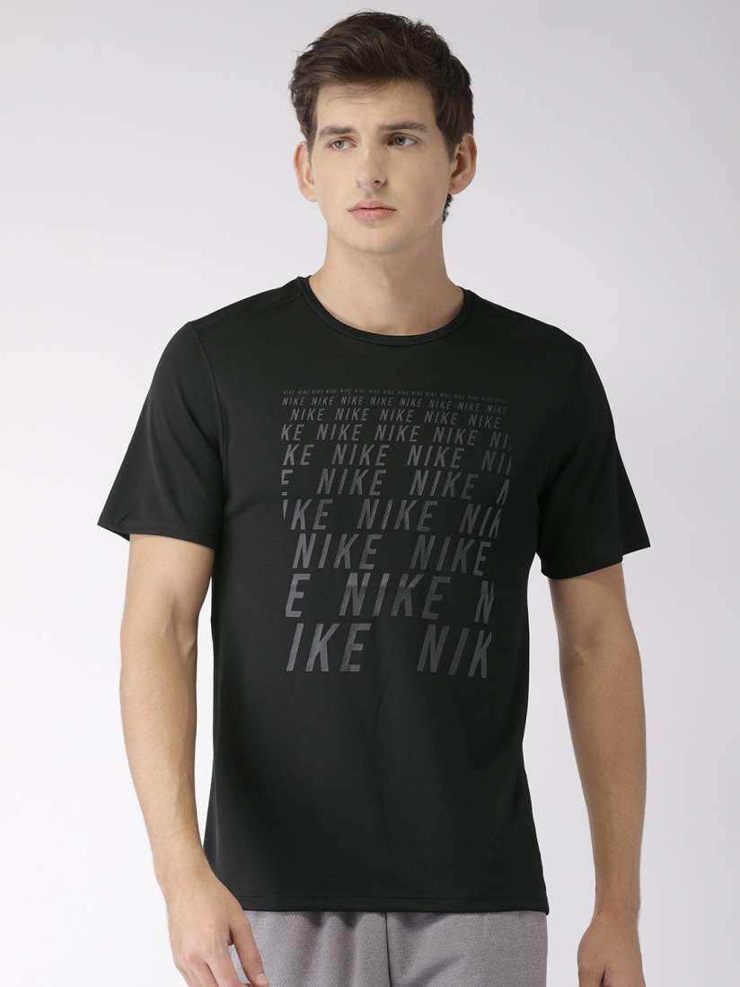 Buy Nike Men Black Printed Standard Fit Running T shirt Tshirts for Men 7616369 Myntra