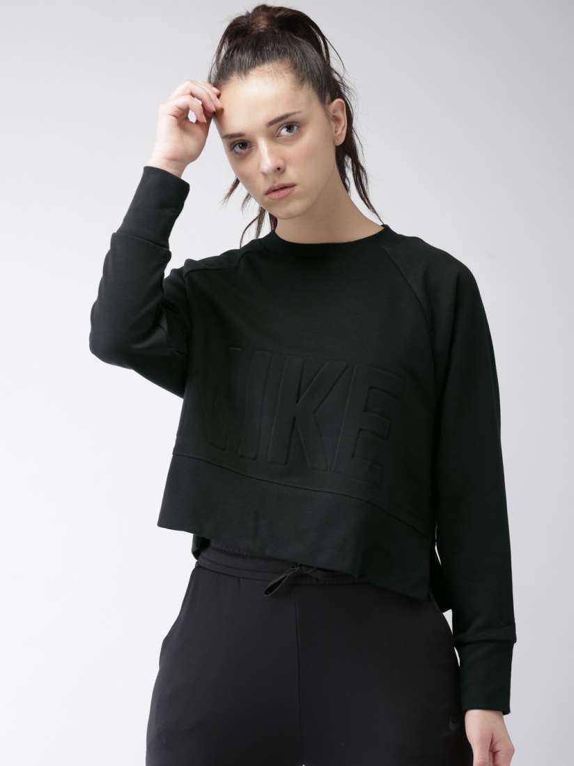Buy Nike Women Black Solid Loose Fit VERSA CREW Dri FIT Training Sweatshirt Sweatshirts for Women 7616484 Myntra
