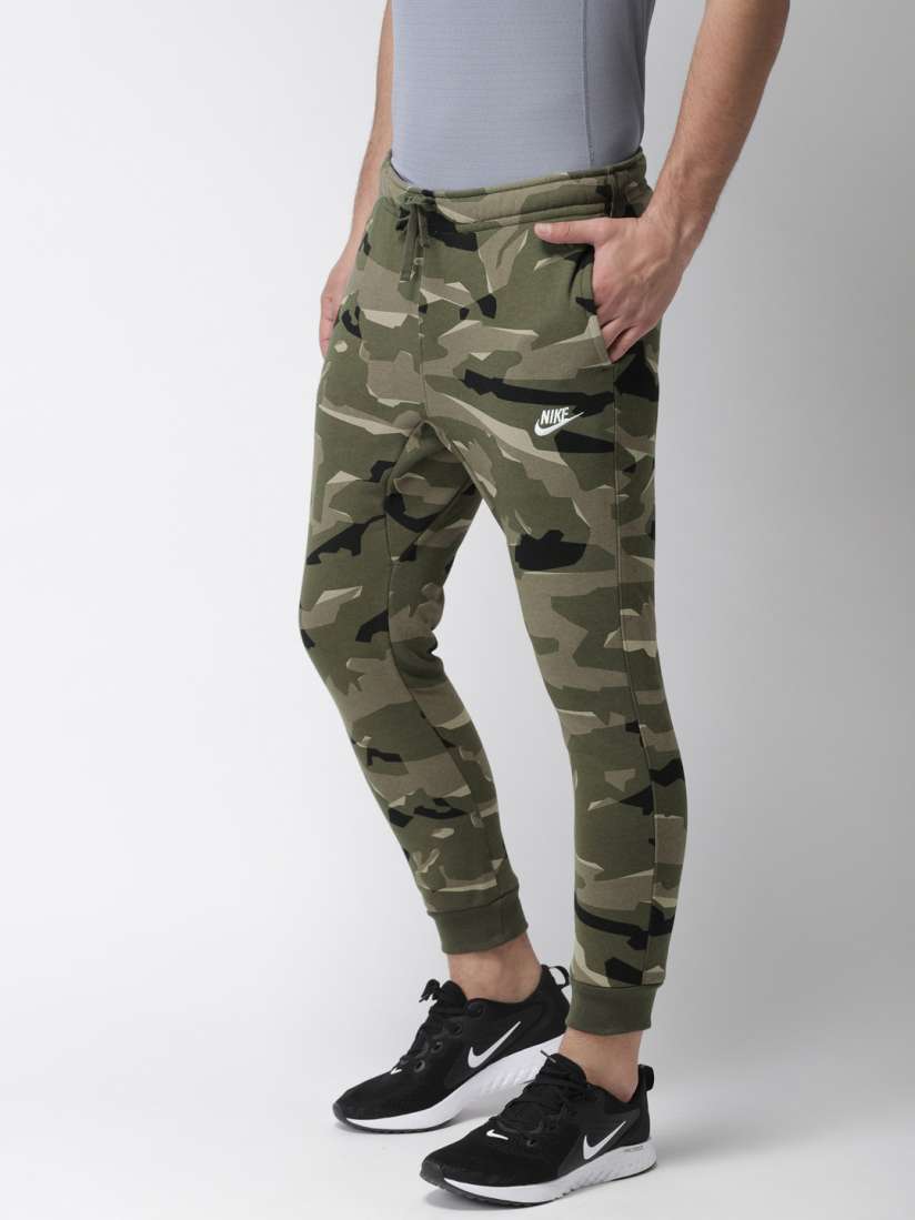 Buy Nike Men Olive Green Camouflage Print NSW CLUB CAMO Joggers Track Pants for Men 7616656 Myntra