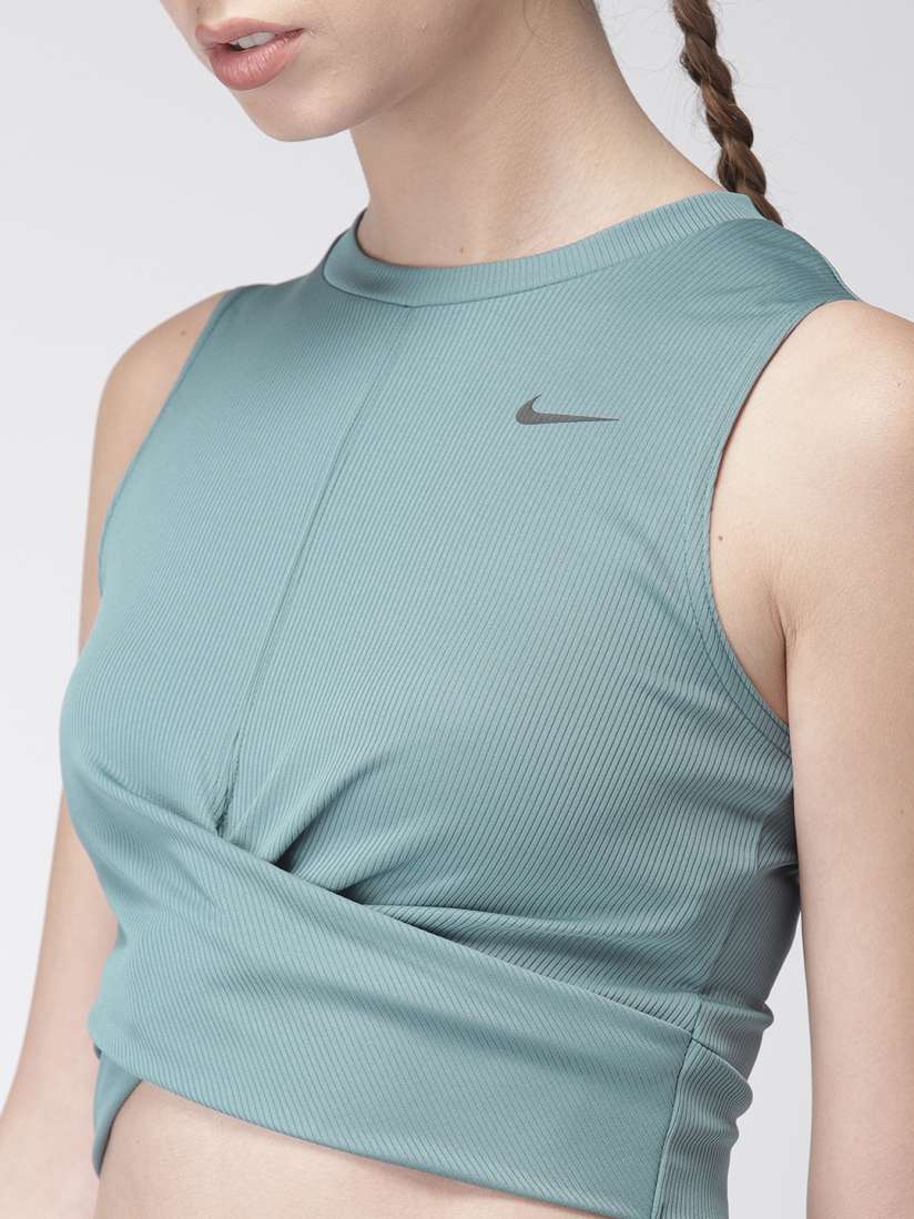 Buy Nike Women Blue Solid TANK Tight Fit DRI FIT Technology Crop Top Tops for Women 7616703 Myntra