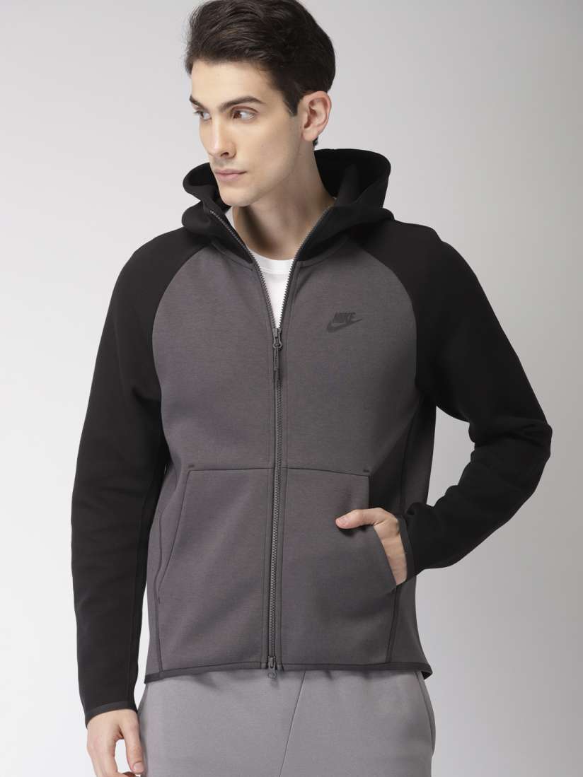 Buy Nike Men Charcoal Grey Solid AS M NSW TCH FLC HOODIE FZ Sporty Jacket Jackets for Men 7616814 Myntra