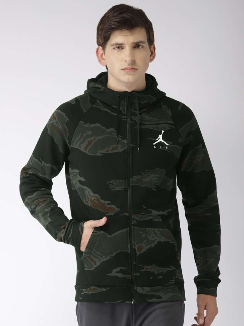Buy Nike Men Black Olive Green Printed Standard Fit Jordan JUMPMAN FLEECE CAMO Sweatshirt Sweatshirts for Men 7616831 Myntra