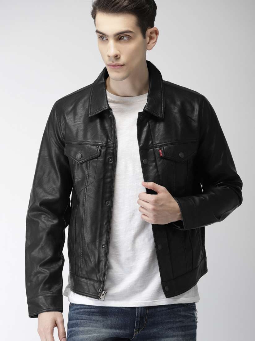 Buy Levis Men Black Solid Biker Jacket Jackets for Men 7620223 Myntra