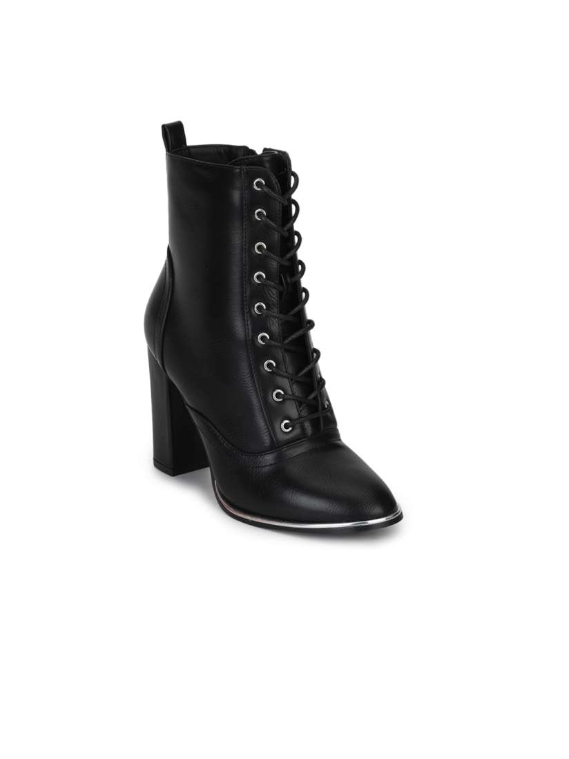 Truffle collection women black solid heeled boots cheap