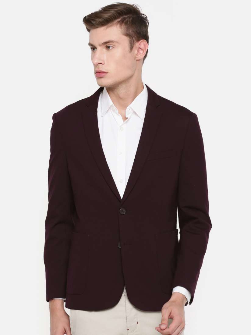 Buy Peter England Elite Men Maroon Slim Fit Solid Single Breasted Formal Blazer Blazers for Men 7623974 Myntra