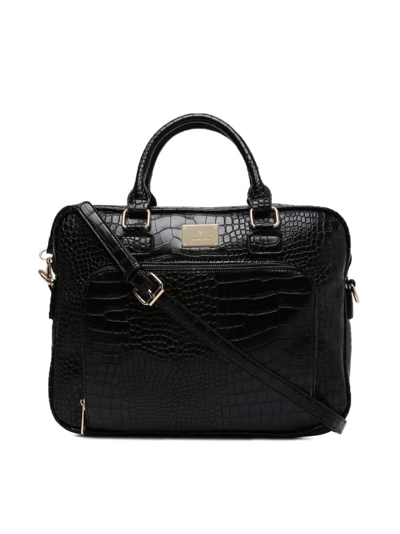Buy Van Heusen Woman Black Textured Handheld Bag Handbags for Women 7624013 Myntra