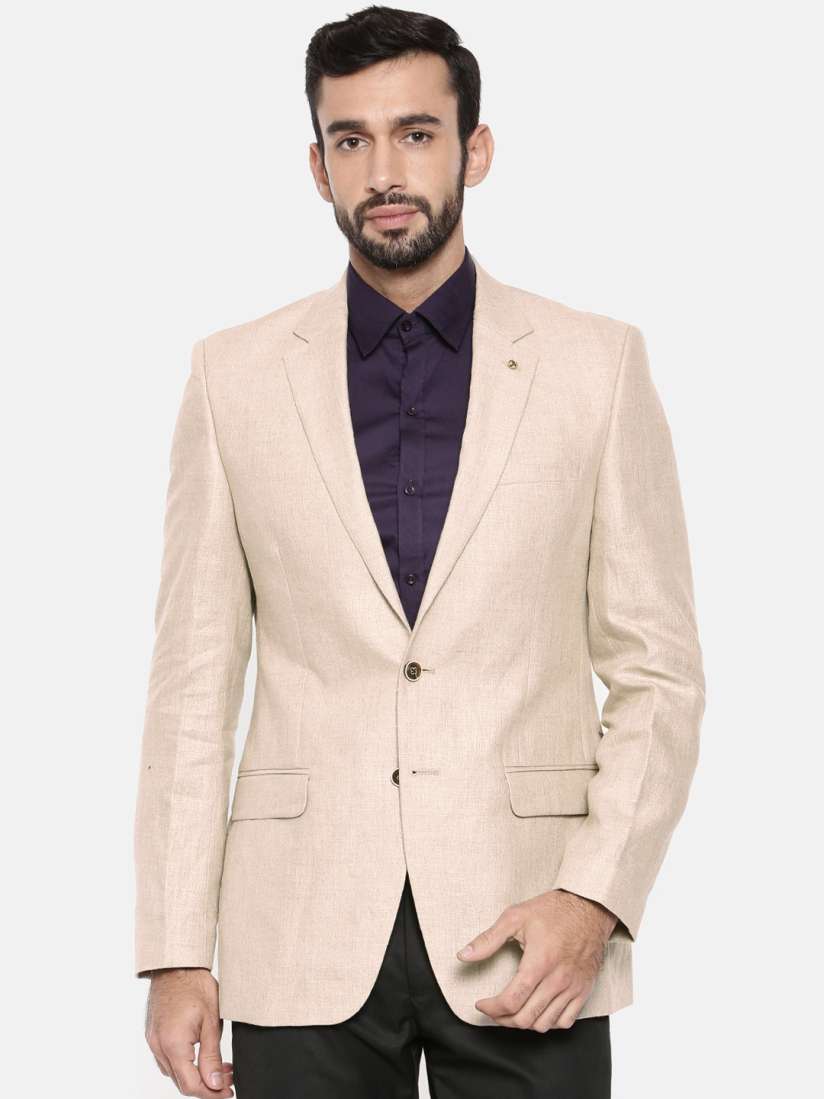 Buy Raymond Beige Linen Contemporary Fit Formal Blazer Blazers for Men 7628955 Myntra