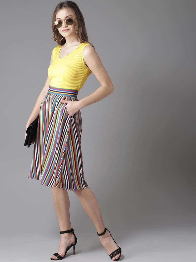 Buy Moda Rapido Multicoloured Striped A Line Skirt Skirts for Women 7637843 Myntra