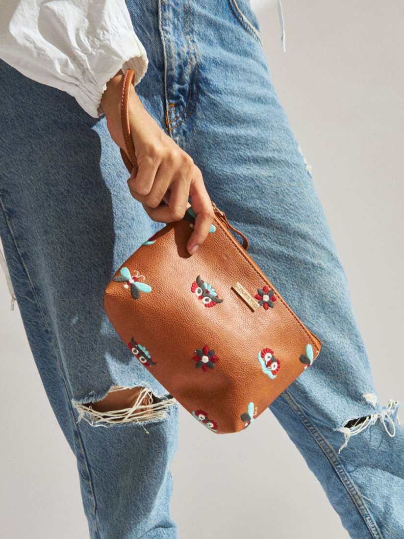 Buy Chumbak Tan Brown Embroidered Pouch Travel Accessory for Women 7645026 Myntra