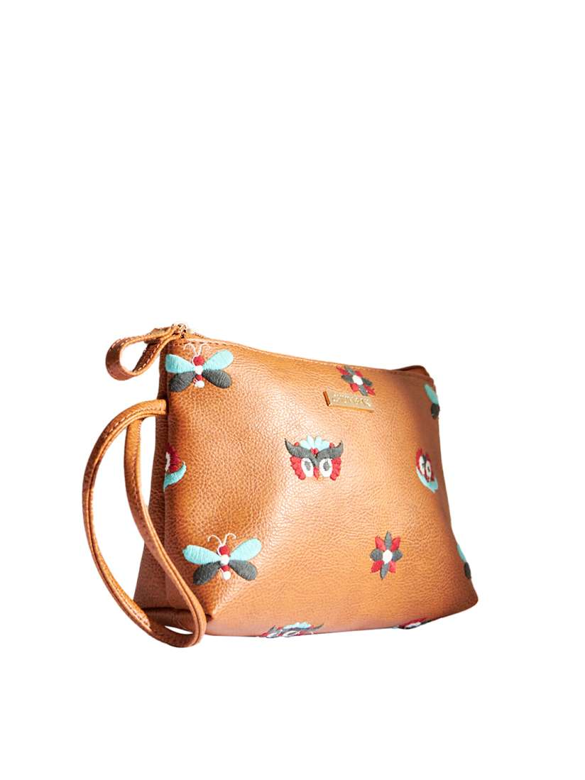 Buy Chumbak Tan Brown Embroidered Pouch Travel Accessory for Women 7645026 Myntra