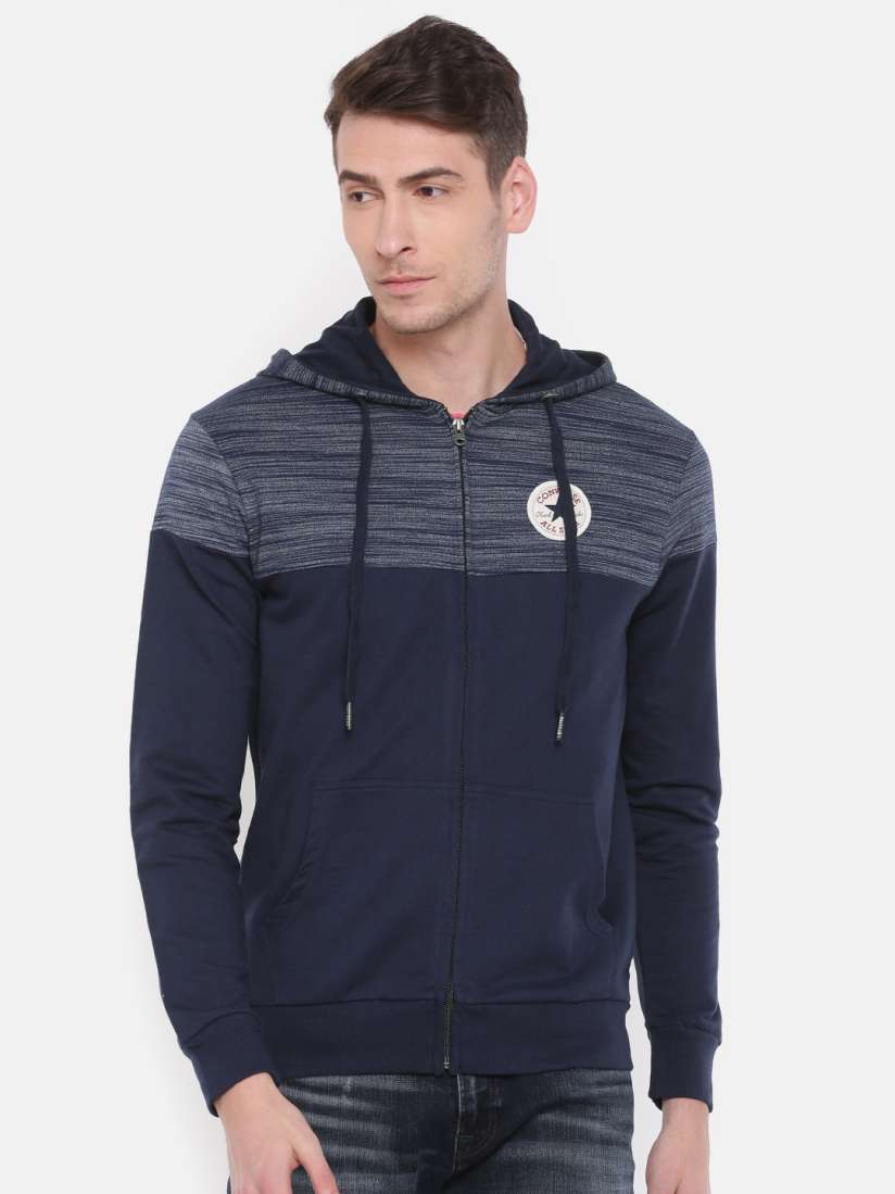 Buy Converse Men Navy Blue Solid Hooded Sweatshirt Sweatshirts for Men 7649576 Myntra