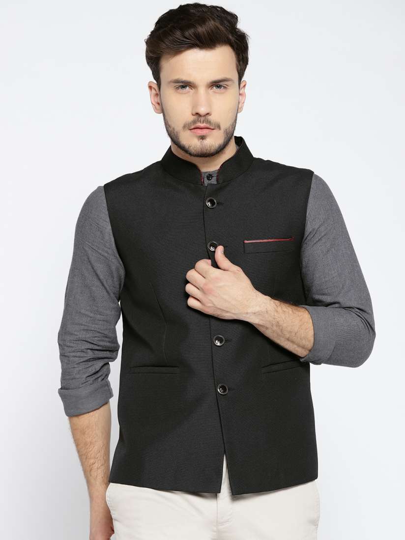 Buy rasm Men Black Solid Nehru Jacket Nehru Jackets for Men 7656072 Myntra