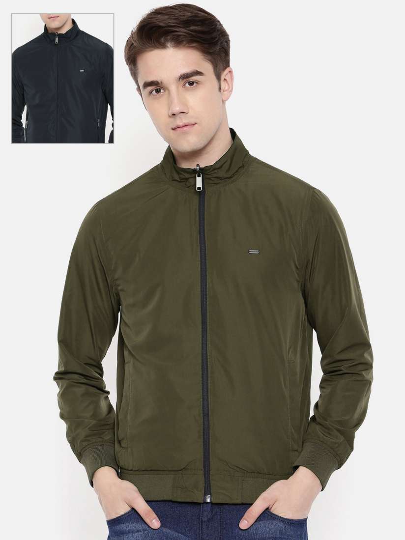Buy Peter England Casuals Green Solid Reversible Bomber Jacket Jackets for Men 7663318 Myntra