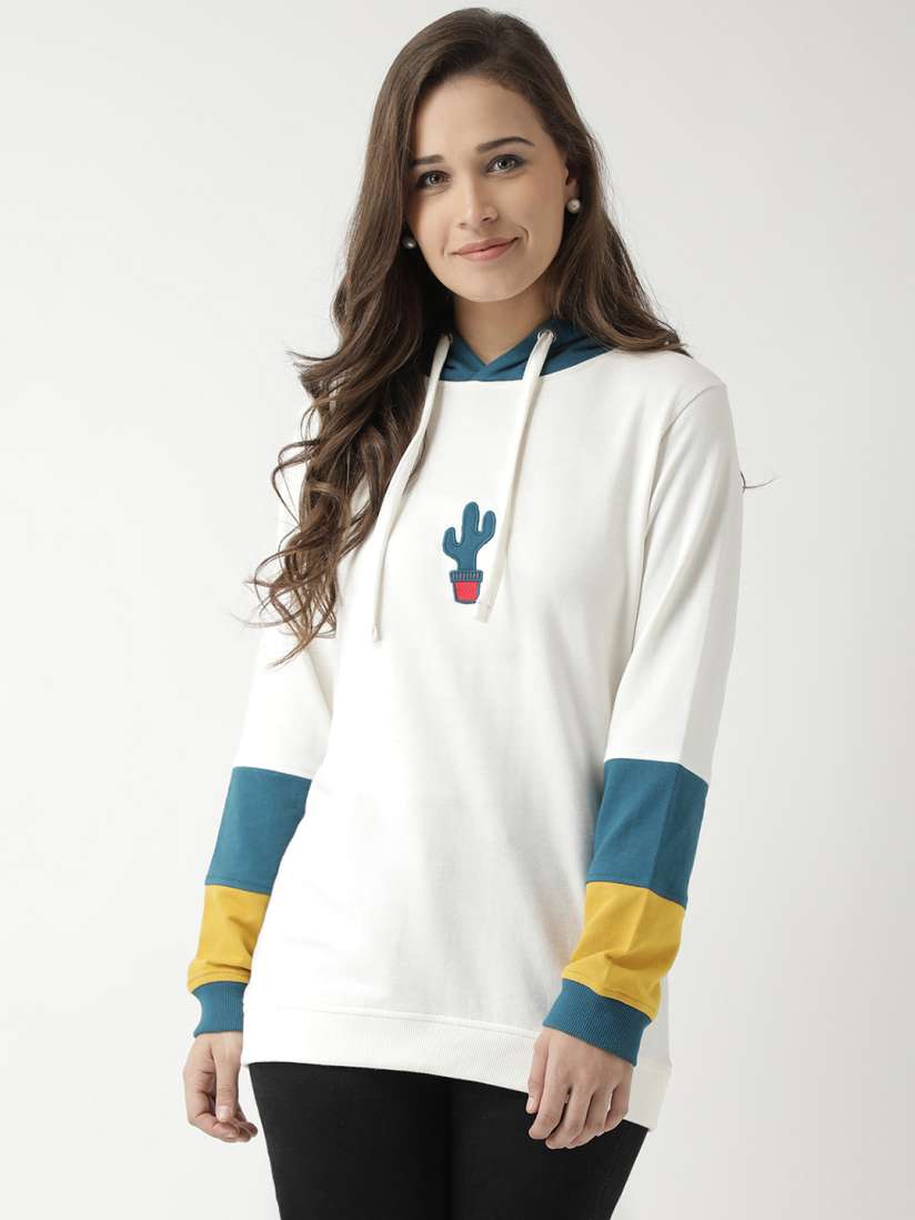 Buy Club York Women Off White Solid Hooded Sweatshirt Sweatshirts for Women 7664082 Myntra