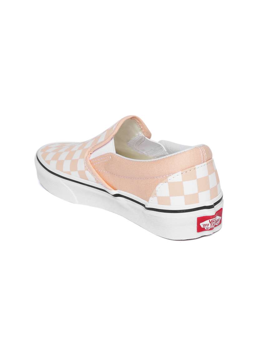 Buy Vans Women Peach Coloured White Checked Slip On Sneakers Casual Shoes for Women 7665169 Myntra