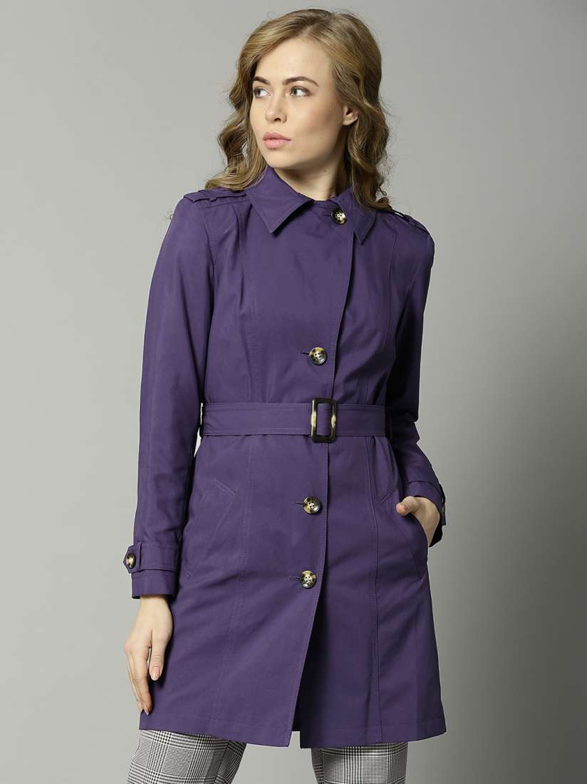 Buy Marks Spencer Purple Single Breasted Longline Trench Coat Coats for Women 7670645 Myntra