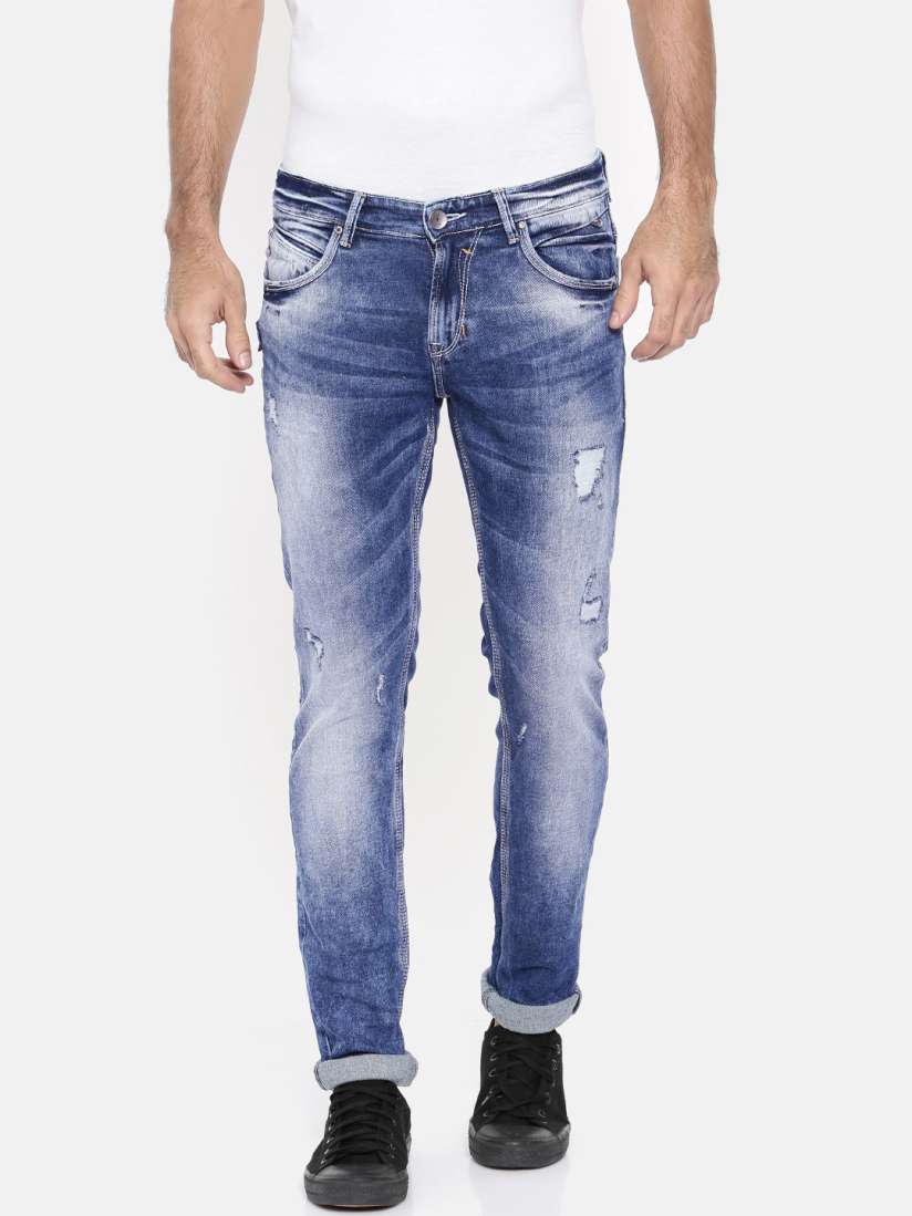 Buy SPYKAR Men Blue Skinny Fit Low Rise Mildly Distressed Stretchable Jeans Jeans for Men 7673874 Myntra