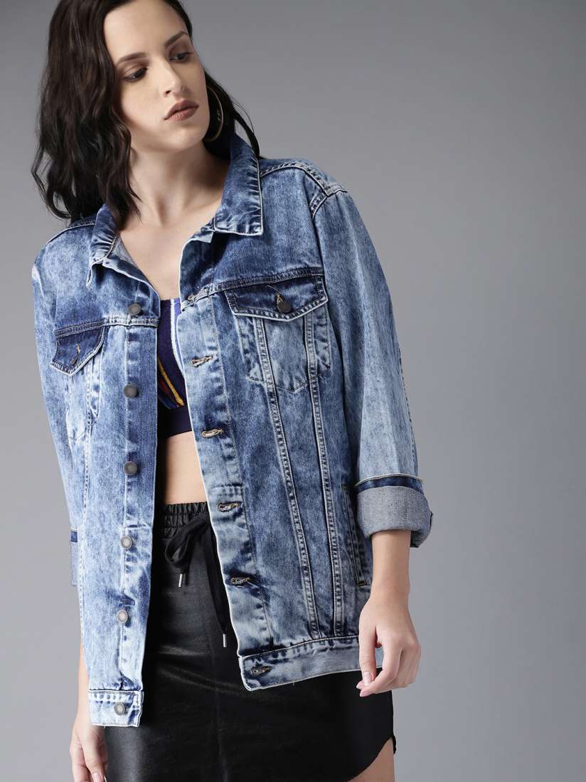 Buy Moda Rapido Women Blue Faded Denim Jacket Jackets for Women 7674441 Myntra