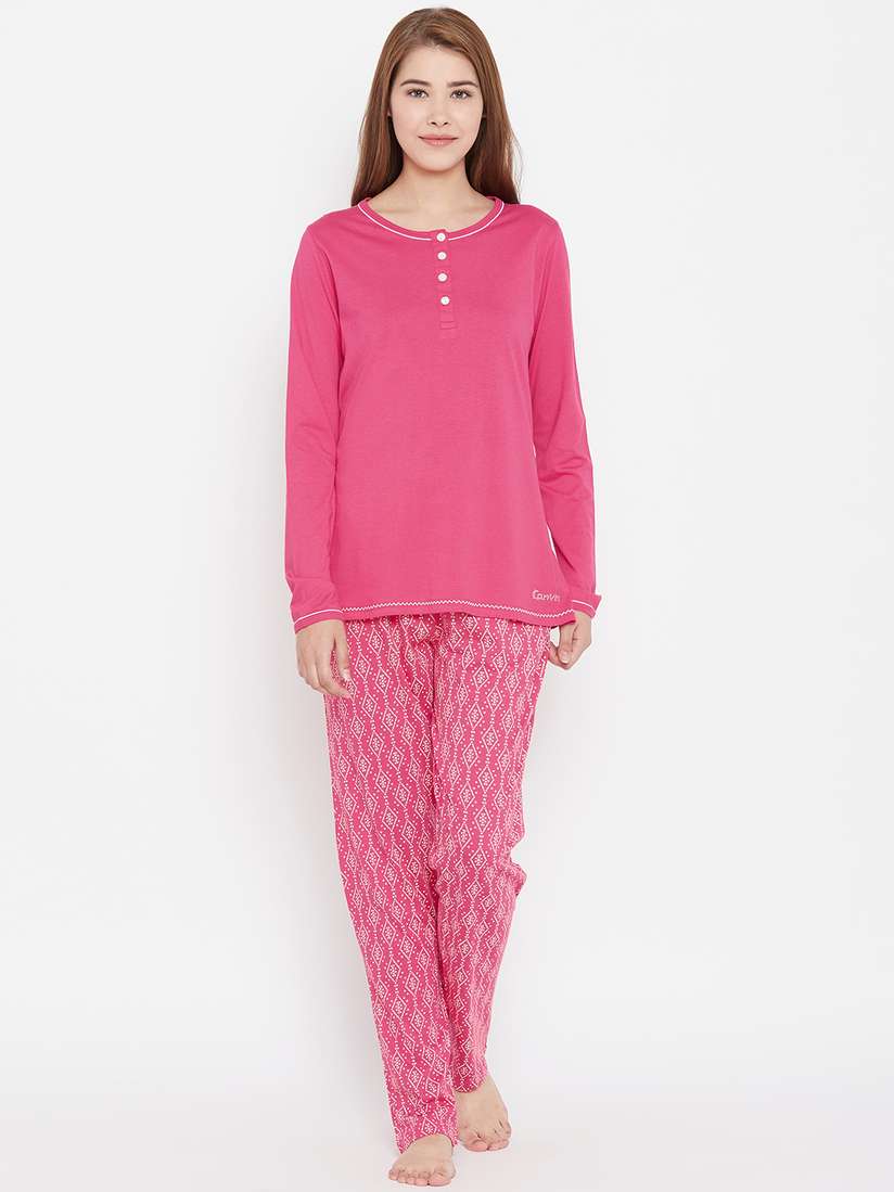 Kanvin Women Pink Solid Night Suit MJKAW18420B