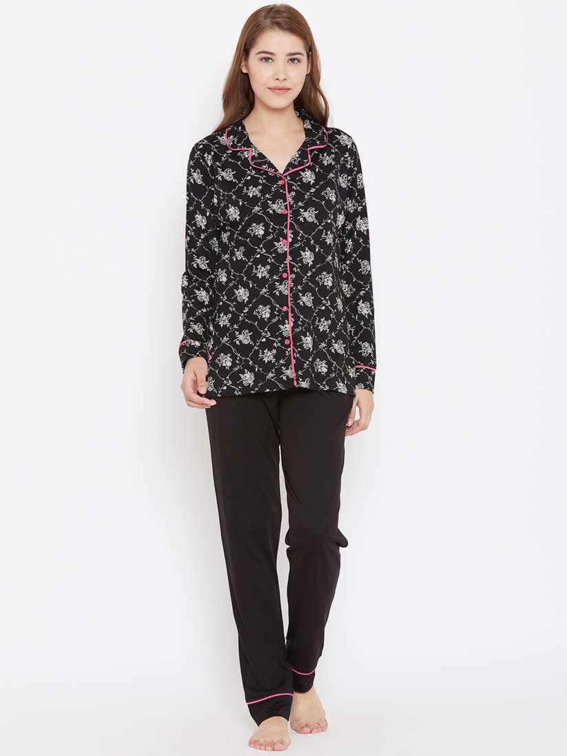 Buy Kanvin Women Black Printed Night Suit MJKAW18426B Night suits for Women 7674698 Myntra