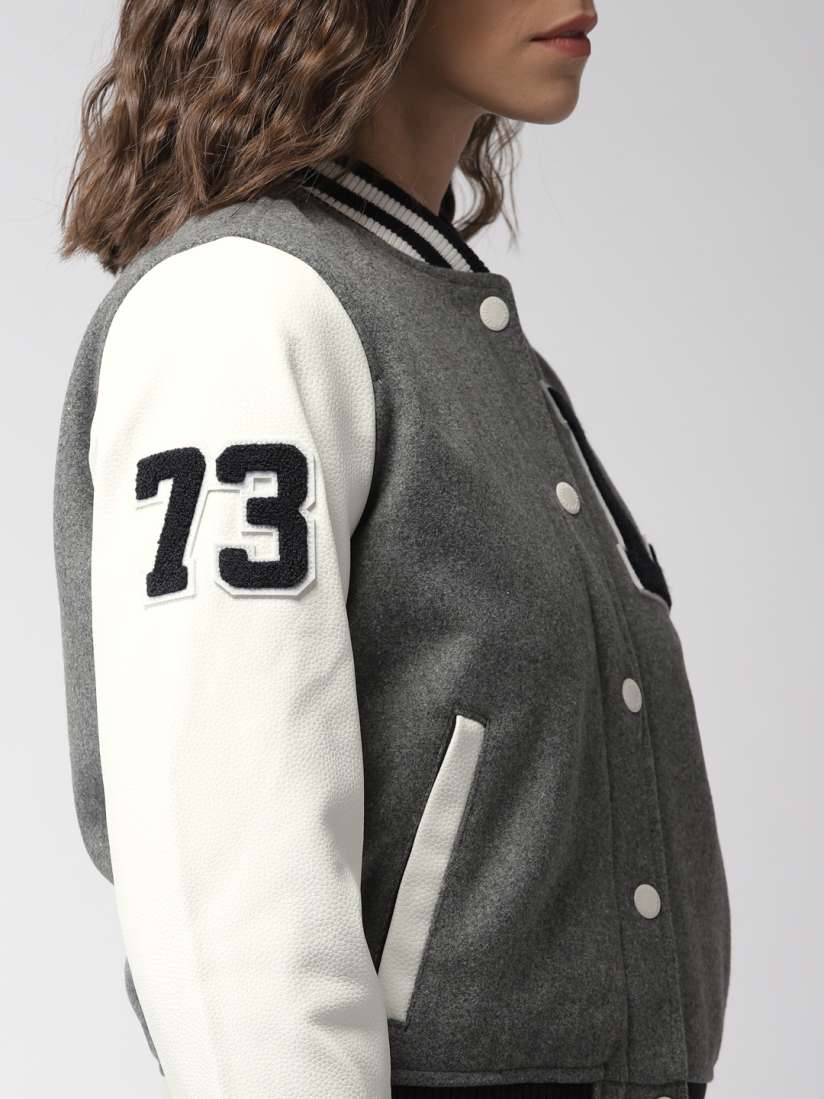 Buy Levis Women Grey Solid Varsity Jacket Jackets for Women 7686859 Myntra