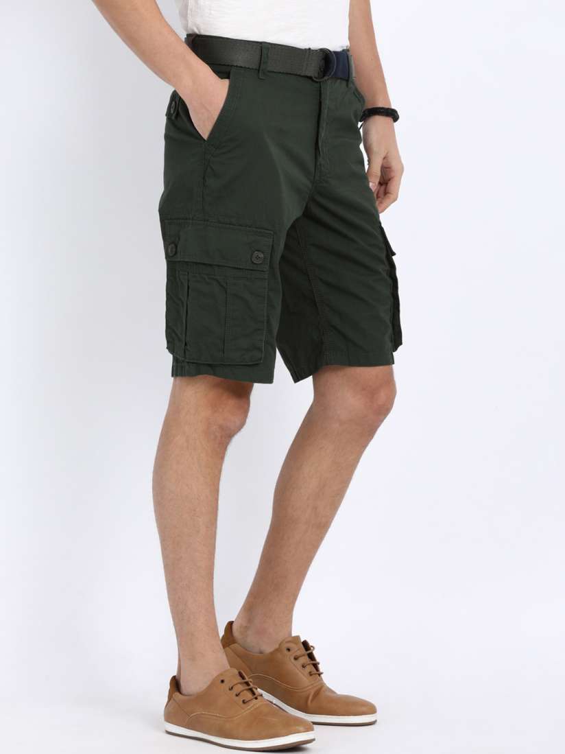Buy t base Men Green Solid Regular Fit Cargo Shorts Shorts for Men 7689273 Myntra