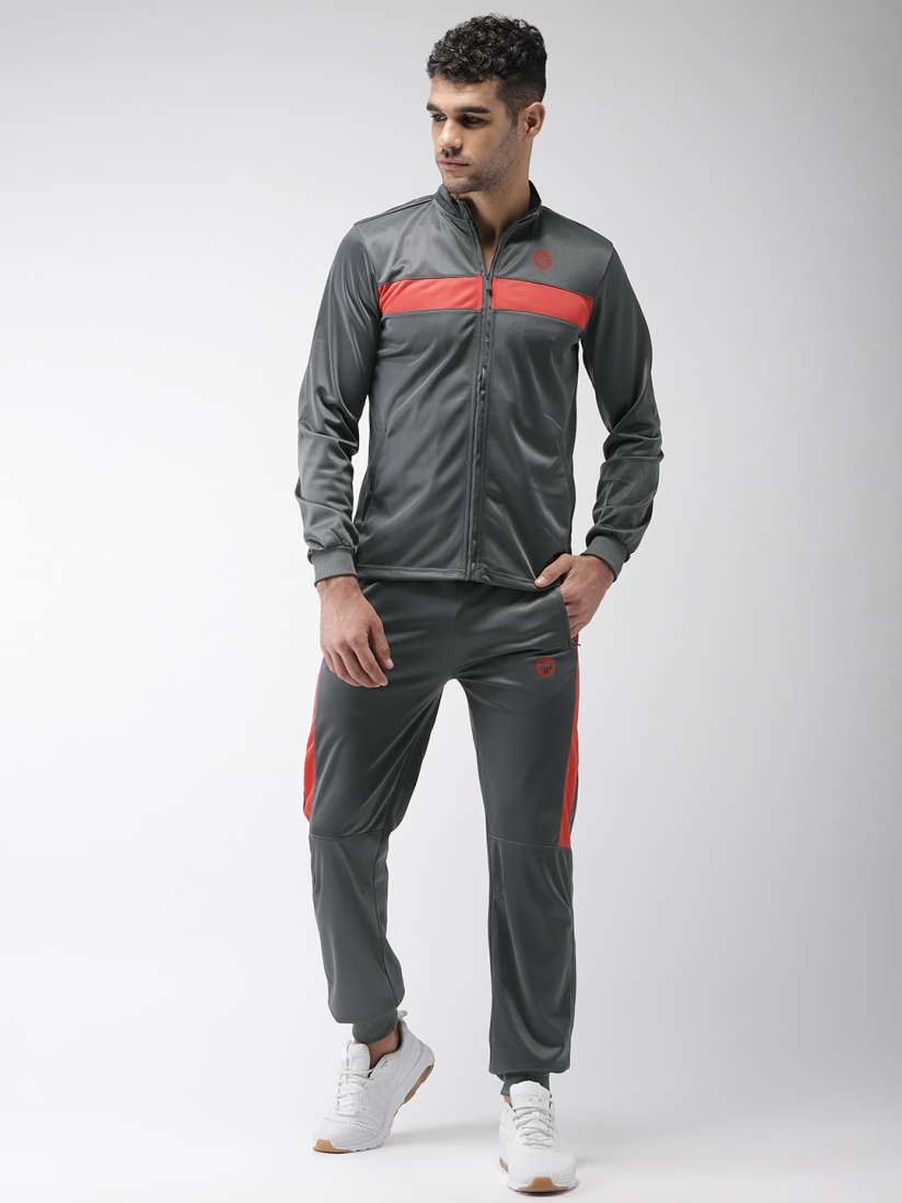 Buy 2GO Men Grey Solid Training Tracksuit Tracksuits for Men 7690812 Myntra