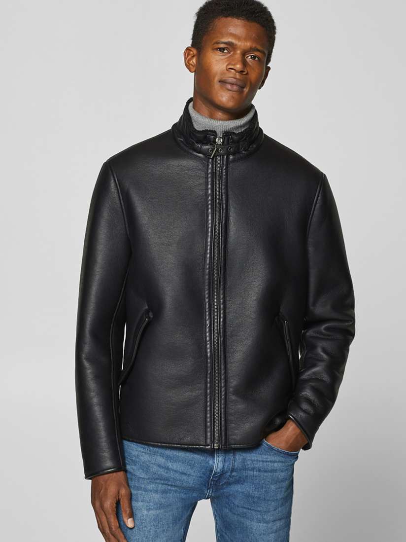 Buy ESPRIT Men Black Solid Biker Jacket Jackets for Men 7691869 Myntra