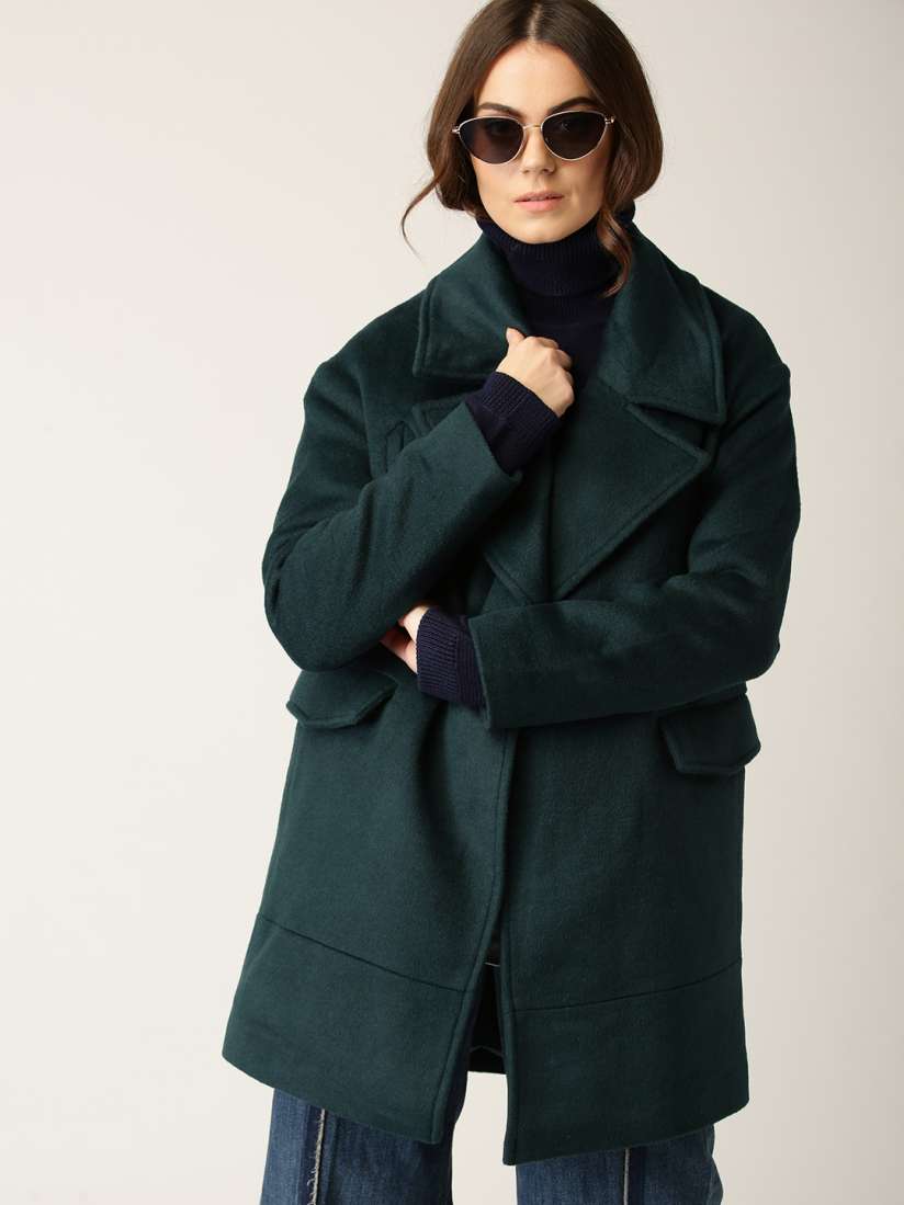 Buy ESPRIT Women Teal Green Solid Coat Coats for Women 7692066 Myntra