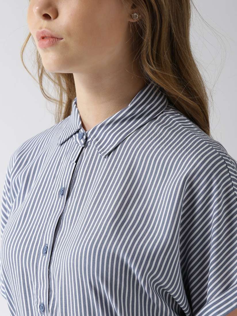 Buy FOREVER 21 Women Blue White Striped Shirt Dress Dresses for Women 7694579 Myntra