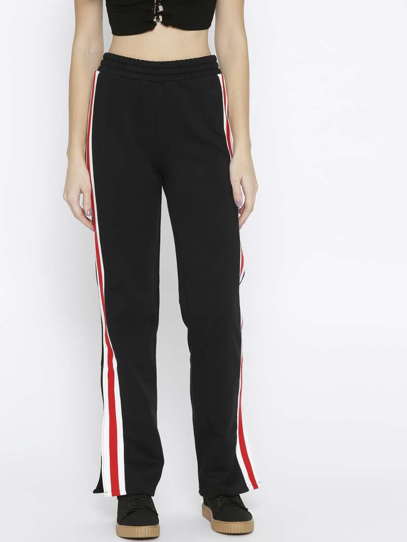 Buy FOREVER 21 Women Black Solid Track Pants Track Pants for Women 7694928 Myntra