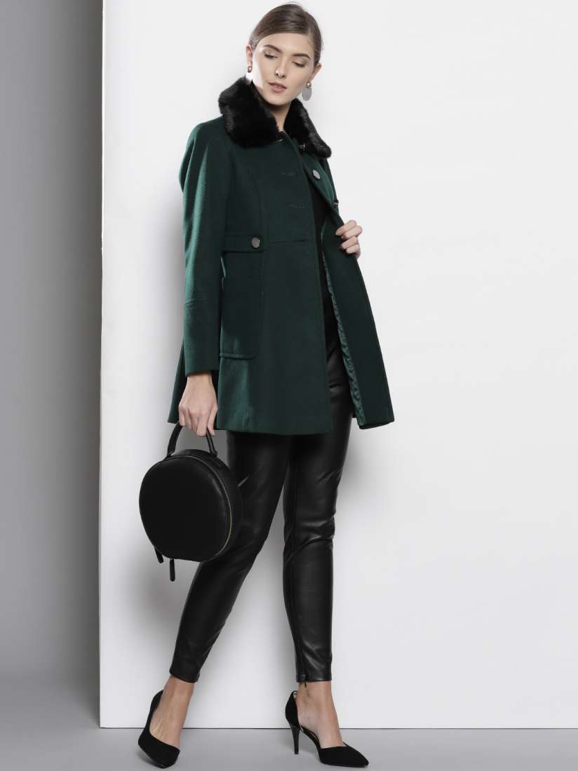 Dorothy perkins green fur coat outlet
