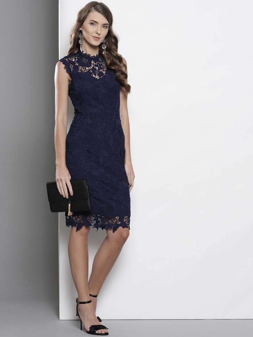 Buy DOROTHY PERKINS Women Navy Blue Lace Sheath Dress Dresses for Women 7695934 Myntra