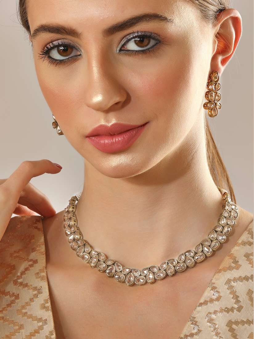 Buy Rubans Gold Plated Handcrafted Kundan Jewellery Set Jewellery Set for Women 7696403 Myntra