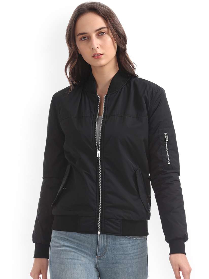 Buy Aeropostale Women Black Solid Bomber Jacket Jackets for Women 7708688 Myntra